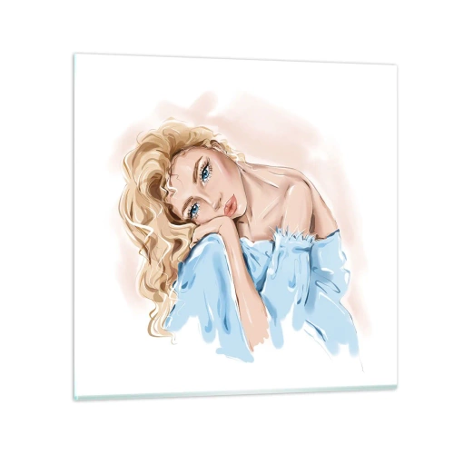 Impression sur verre - Image sur verre - Rêveuse en bleu - 40x40 cm