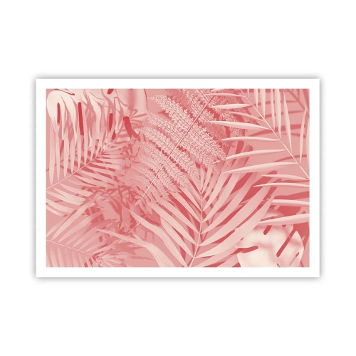 Affiche - Poster - Feuilles tropicales roses dans un style délicat et minimaliste - 100x70cm - Concept de rose - Décoration murale moderne pour le salon et la chambre ARTTOR