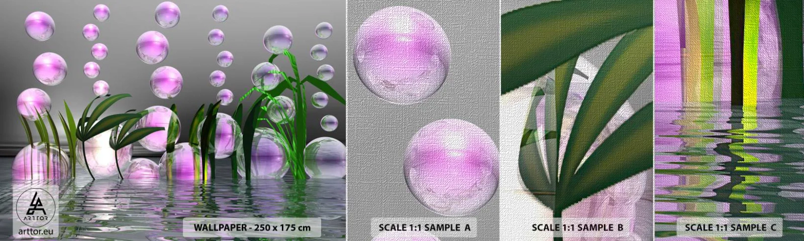 Échantillon de Papier Peint Premium Canvas - Une composition réfléchissante de légèreté et de vie - Abstraction, Graphique, 3D - 100x30 cm