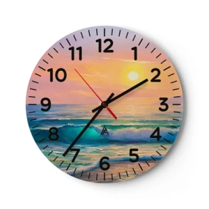 Horloge murale - Pendule murale - Le chant turquoise des vagues - 30x30 cm