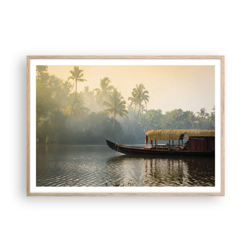 Affiche dans un chêne clair - Poster - Maison sur la rivière - 100x70 cm