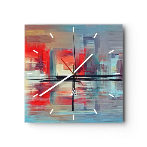 Horloge murale - Pendule murale - Une composition abstraite aux couleurs intenses, aux lignes et aux formes géométriques. - 30x30cm - Un paysage dans une dimension inconnue - Décoration murale moderne pour le salon et la chambre ARTTOR