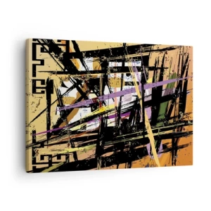 Impression sur toile - Image sur toile - Lignes et formes abstraites sur fond beige - 70x50cm - Une coupe nette - Décoration murale moderne pour le salon et la chambre ARTTOR