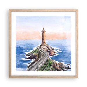 Affiche dans un chêne clair - Poster - Face à la mer - 50x50 cm