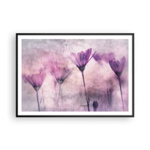 Affiche dans un cadre noir - Poster - Fleurs délicates dans des tons violets sur fond clair - 100x70cm - Rêve de fleurs - Décoration murale moderne pour le salon et la chambre ARTTOR