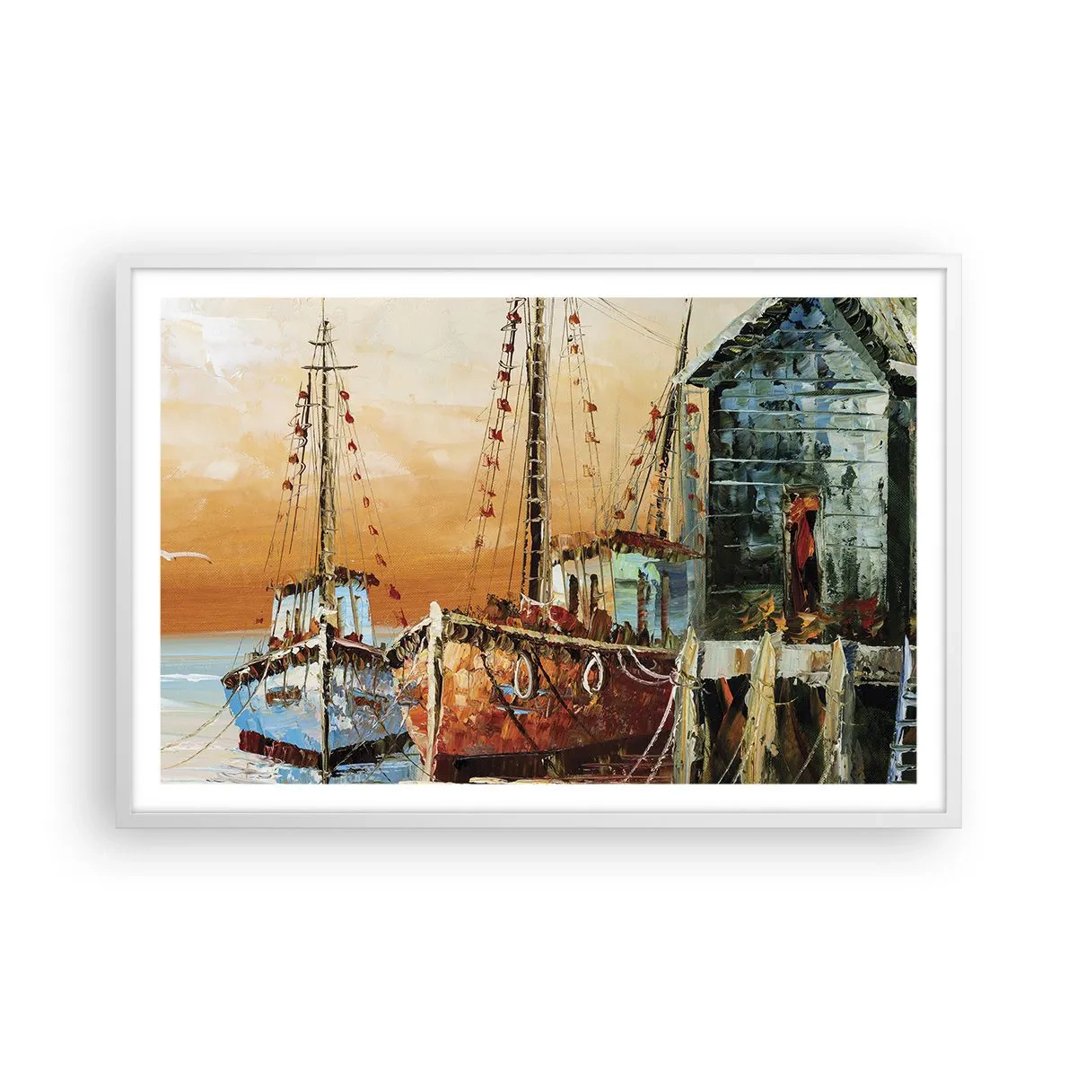 Affiche dans un cadre blanc - Poster - Retour tranquille - 91x61 cm