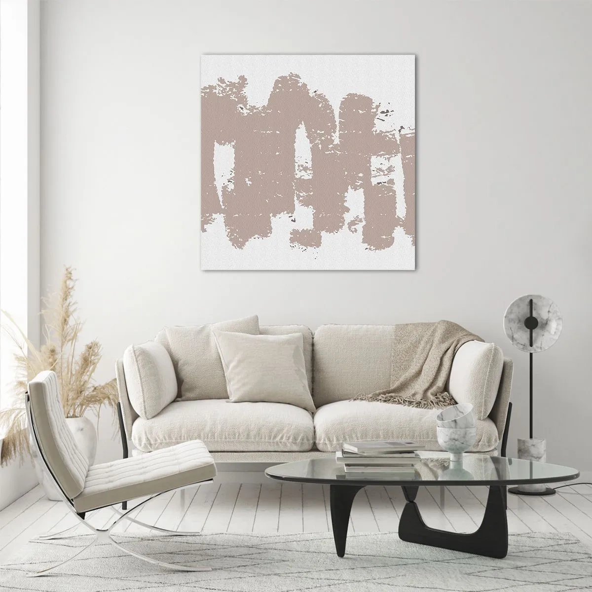 Impression sur verre - Image sur verre - Abstraction en rose tendre - 50x50 cm