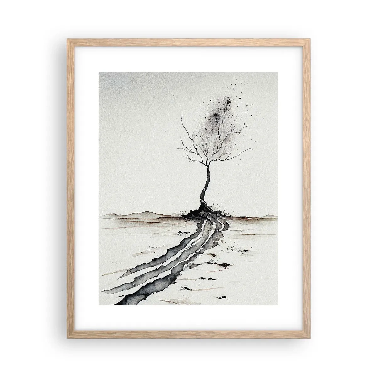 Affiche dans un chêne clair - Poster - Mélancolie hivernale - 40x50 cm
