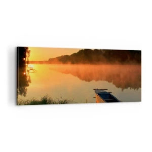 Impression sur toile - Image sur toile - Lever du soleil sur l'eau comme un miroir - 100x40 cm