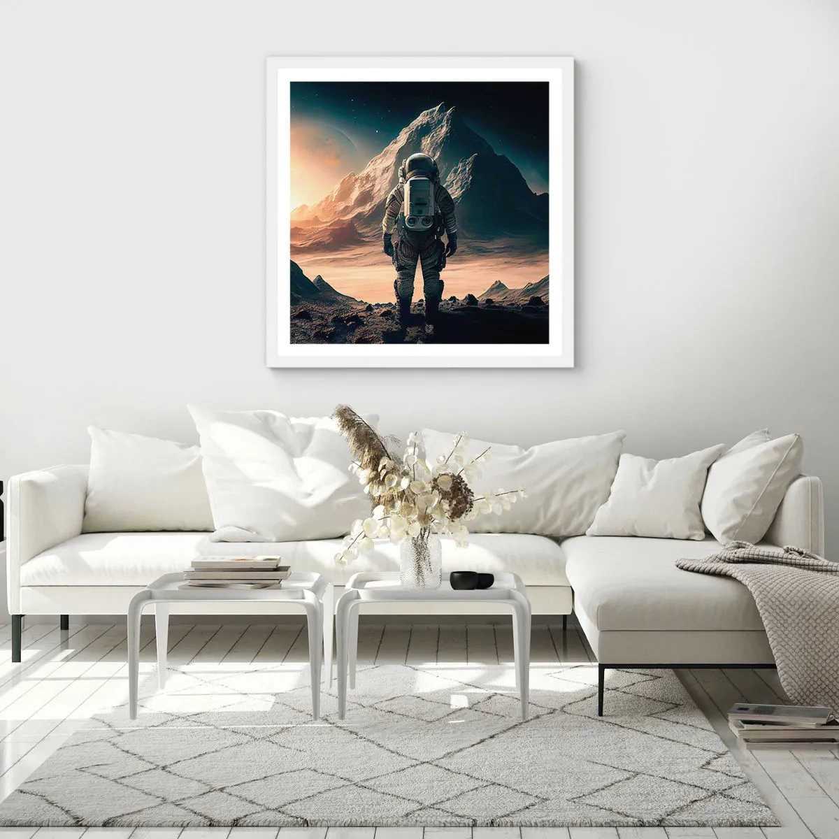 Affiche dans un cadre blanc - Poster - Nouveau défi - 60x60 cm