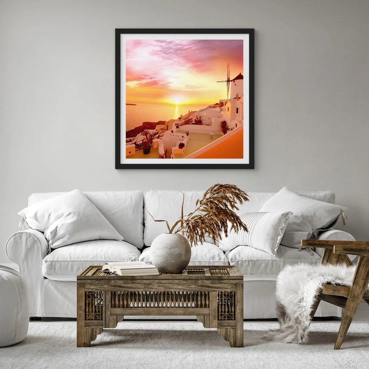 Affiche dans un cadre noir - Poster - Fondre en blanc et or - 50x50 cm