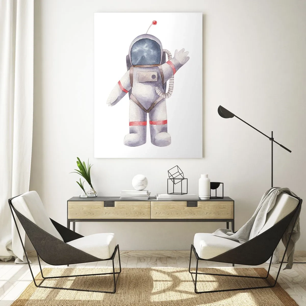 Impression sur verre - Image sur verre - Astronaute saluant dans l'espace - 50x70cm - C'est tout pour le moment! - Décoration murale moderne pour le salon et la chambre ARTTOR