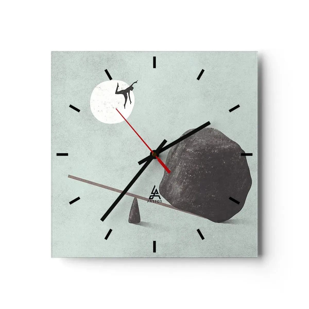 Horloge murale - Pendule murale - Une scène symbolique avec une figure et un équilibre sur un ciel lumineux. - 30x30cm - Réalisation de ses rêves - Décoration murale moderne pour le salon et la chambre ARTTOR