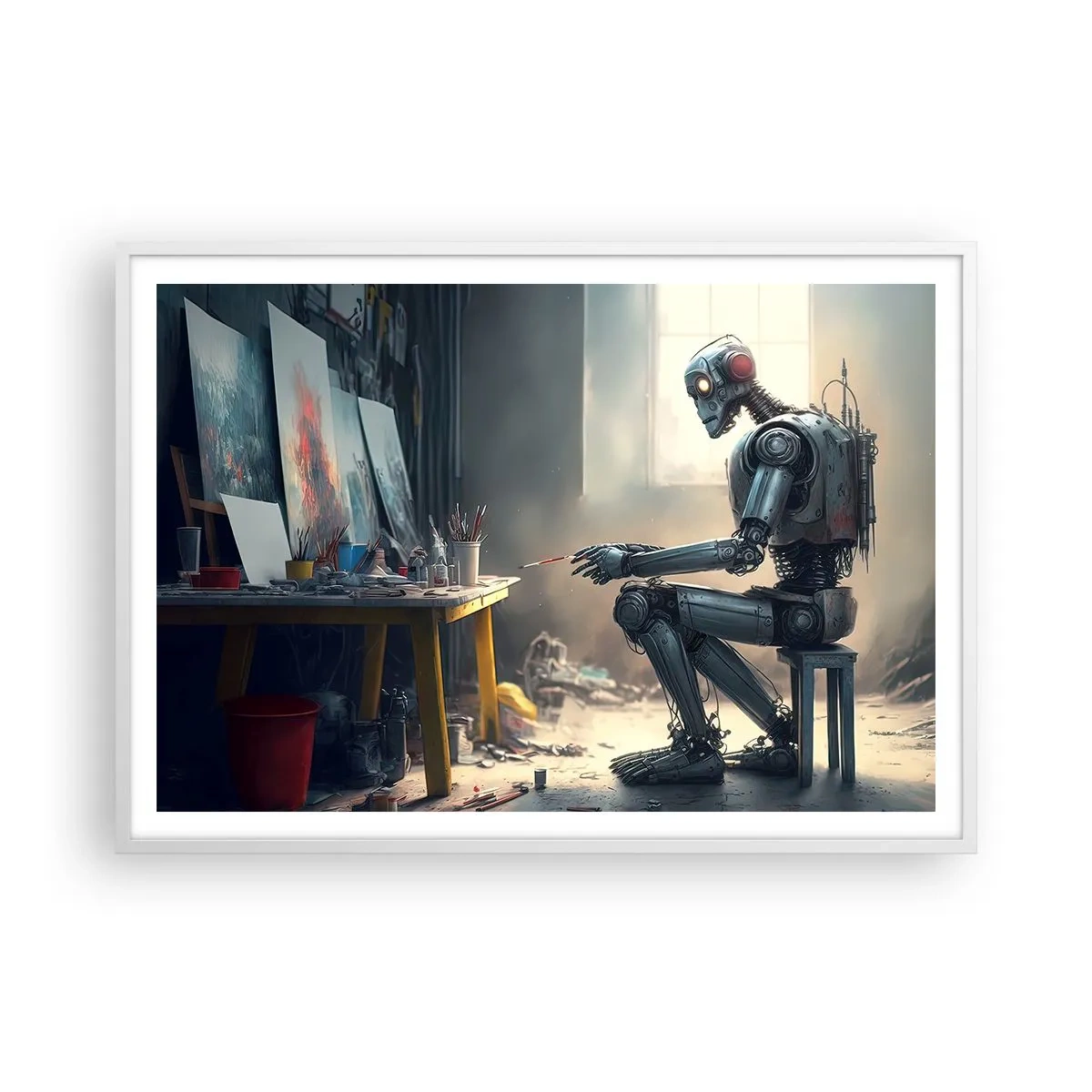 Affiche dans un cadre blanc - Poster - L'acte de création - 100x70 cm