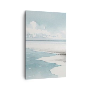 Impression sur toile - Image sur toile - Une mer calme et une plage aux tons clairs de bleu - 80x120cm - Marée douce - Décoration murale moderne pour le salon et la chambre ARTTOR