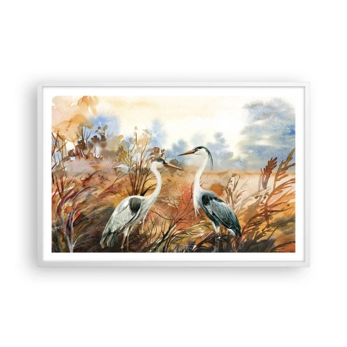 Affiche dans un cadre blanc - Poster - Jusqu'où en automne ? - 91x61 cm