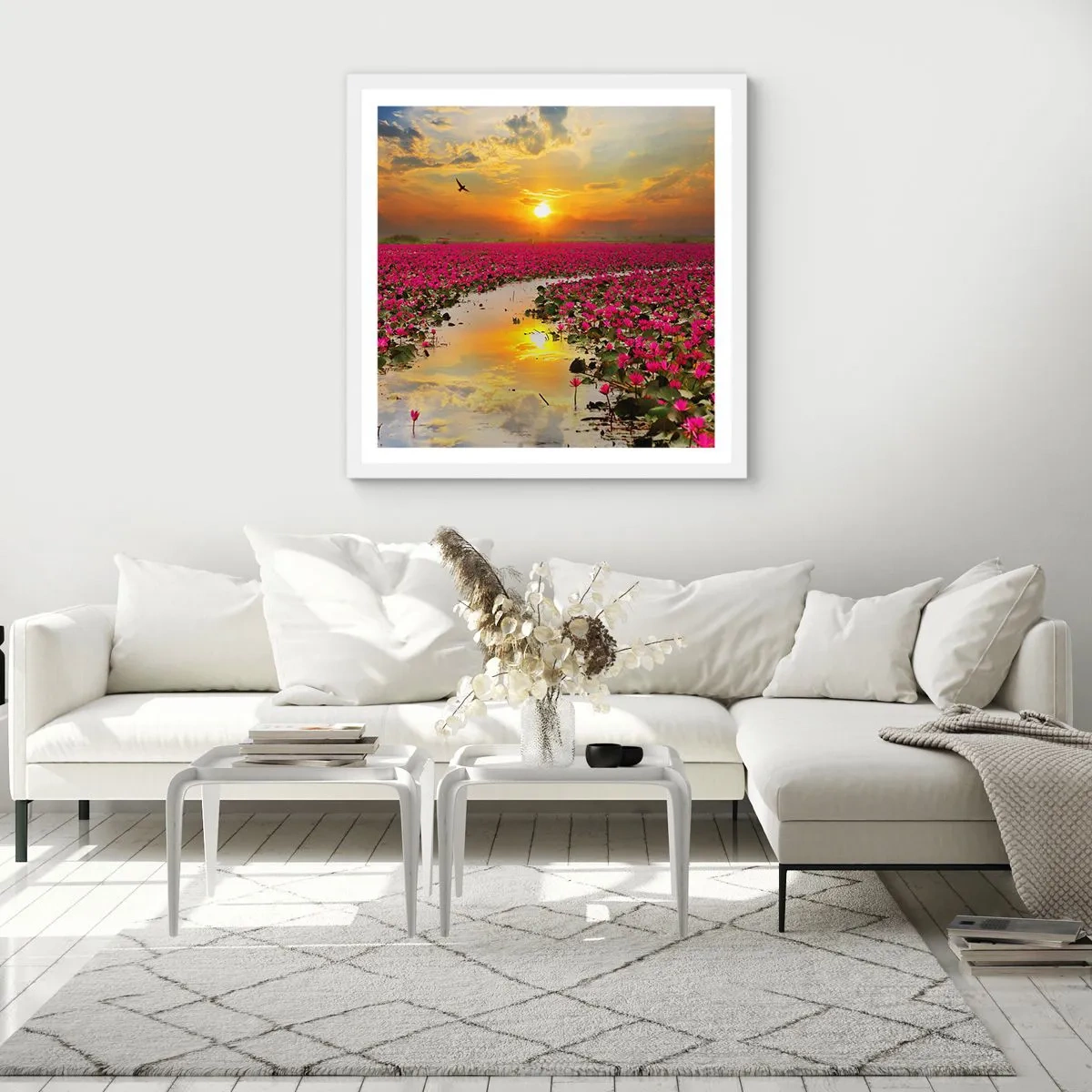 Affiche dans un cadre blanc - Poster - La vie secrète du lac - 30x30 cm