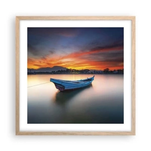 Affiche dans un chêne clair - Poster - Une bonne nuit arrive - 50x50 cm