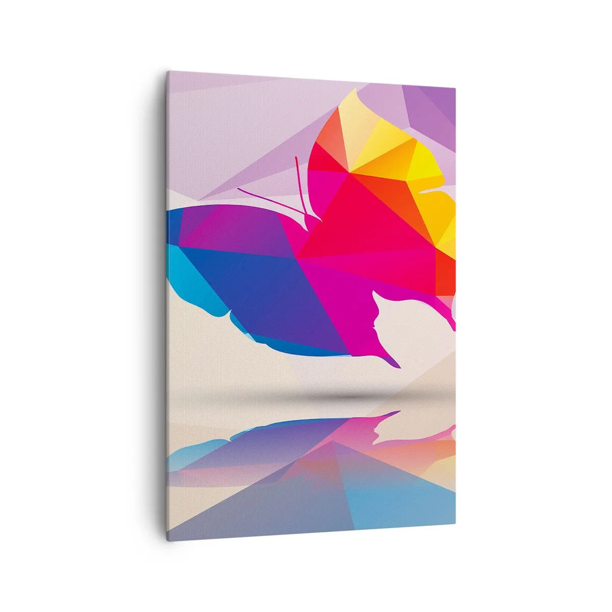 Impression sur toile - Image sur toile - Silhouette de papillon géométrique aux couleurs vives - 70x100cm - Papillon arc-en-ciel - Décoration murale moderne pour le salon et la chambre ARTTOR