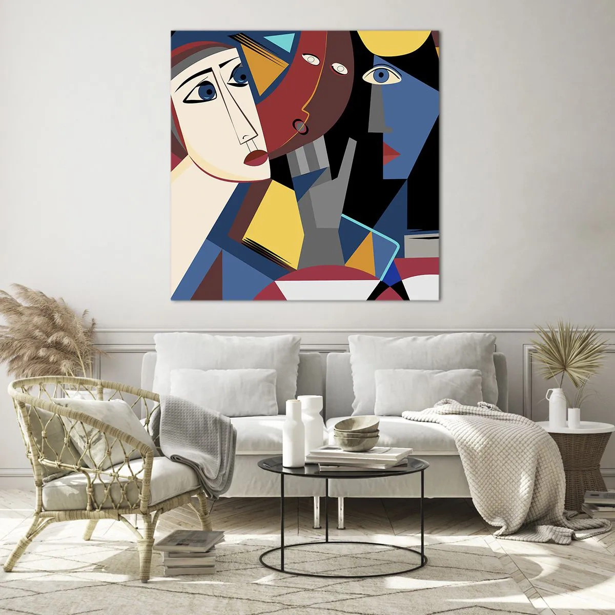 Impression sur verre - Image sur verre - Une conversation entre cubistes - 40x40 cm