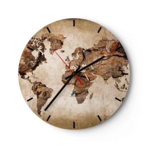 Horloge murale - Pendule murale - Cadran d'horloge avec un motif de carte du monde dans un style rustique - 30x30cm - Découverte du monde - Décoration murale moderne pour le salon, la cuisine et la chambre ARTTOR