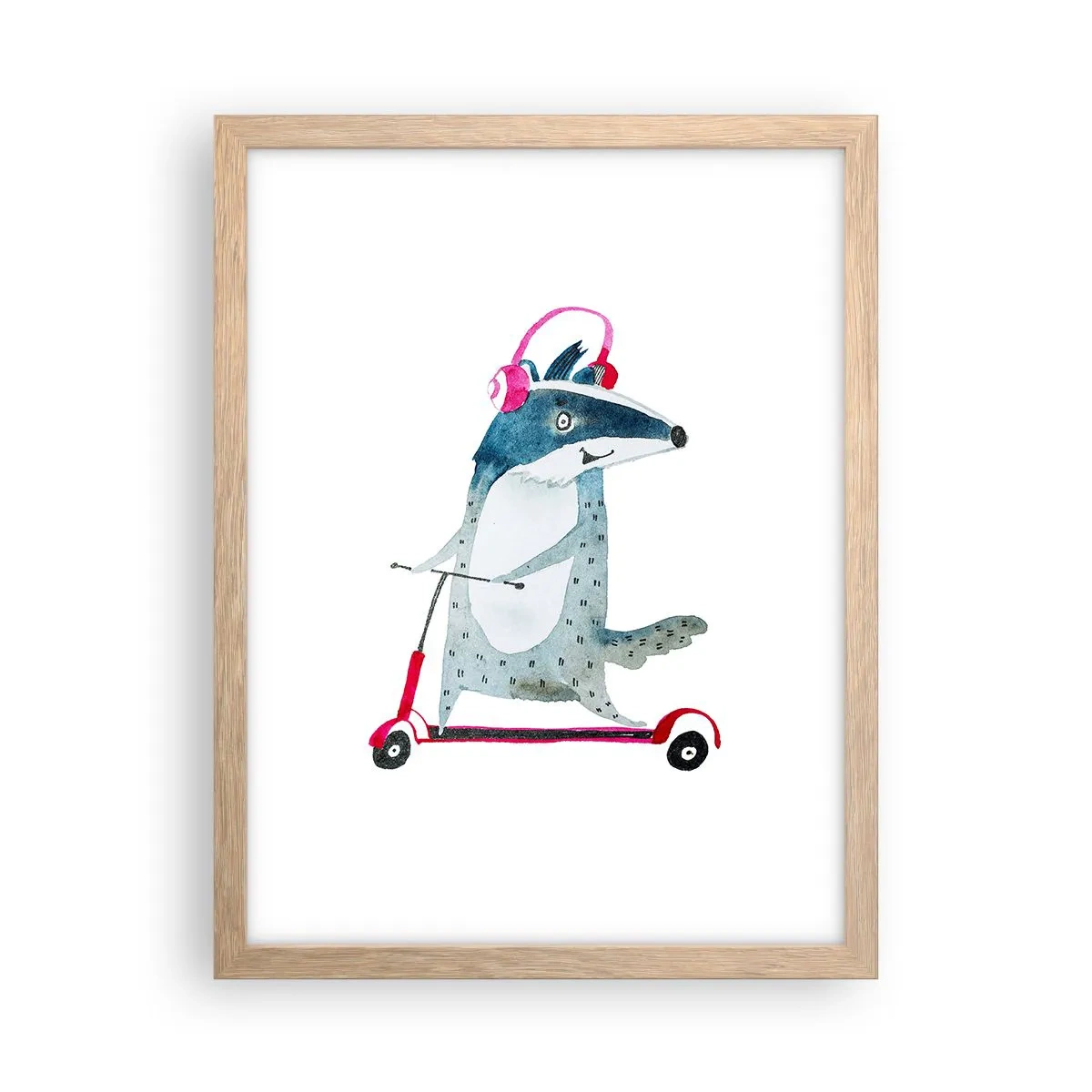 Affiche dans un chêne clair - Poster - La joie du blaireau - 30x40 cm