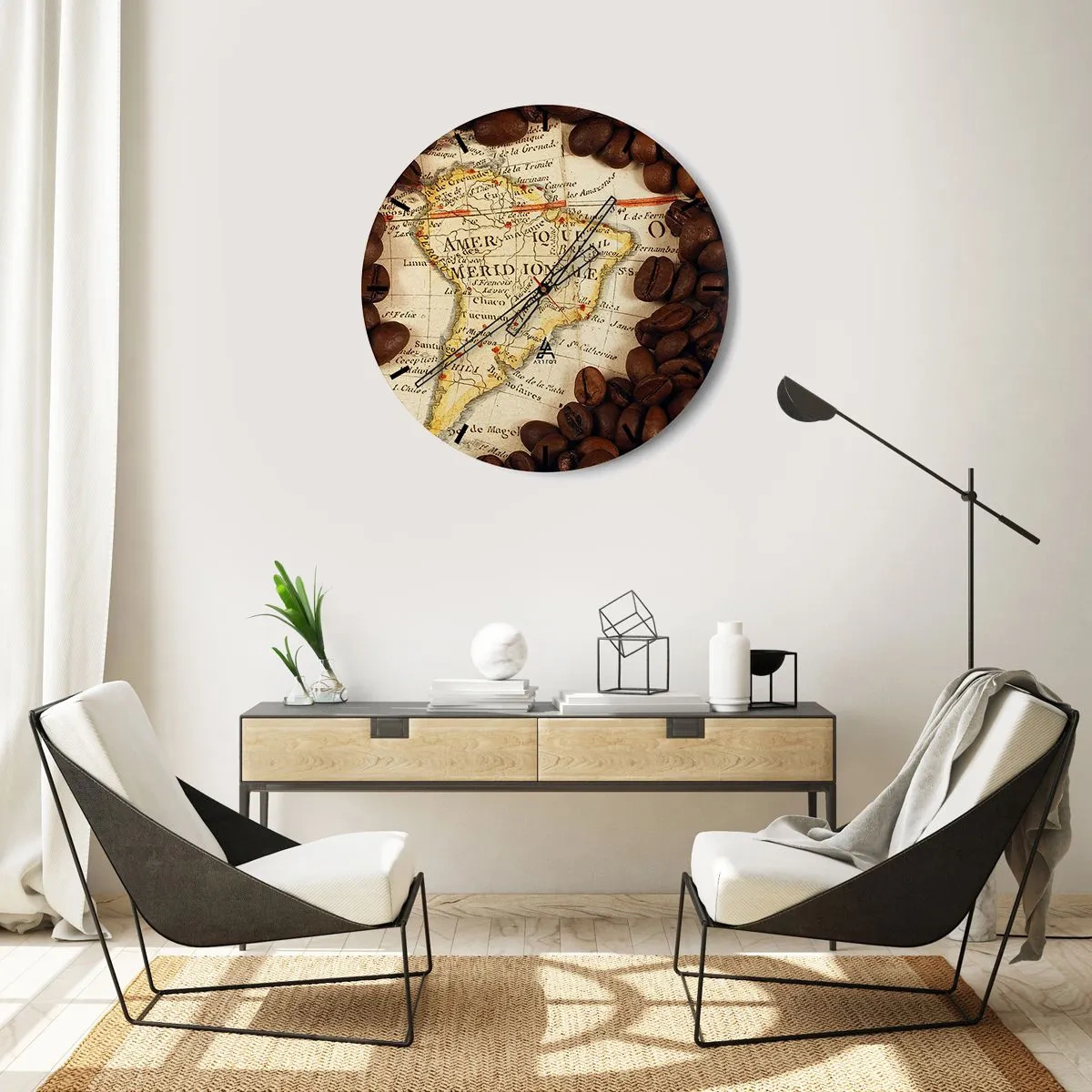 Horloge murale - Pendule murale - D'où vient le meilleur café ? - 40x40 cm