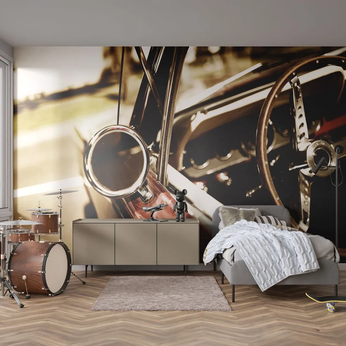 Papier Peint Photo Premium Sand - Auto avec une âme - Voiture, Classique, Automobile - 450x315 cm