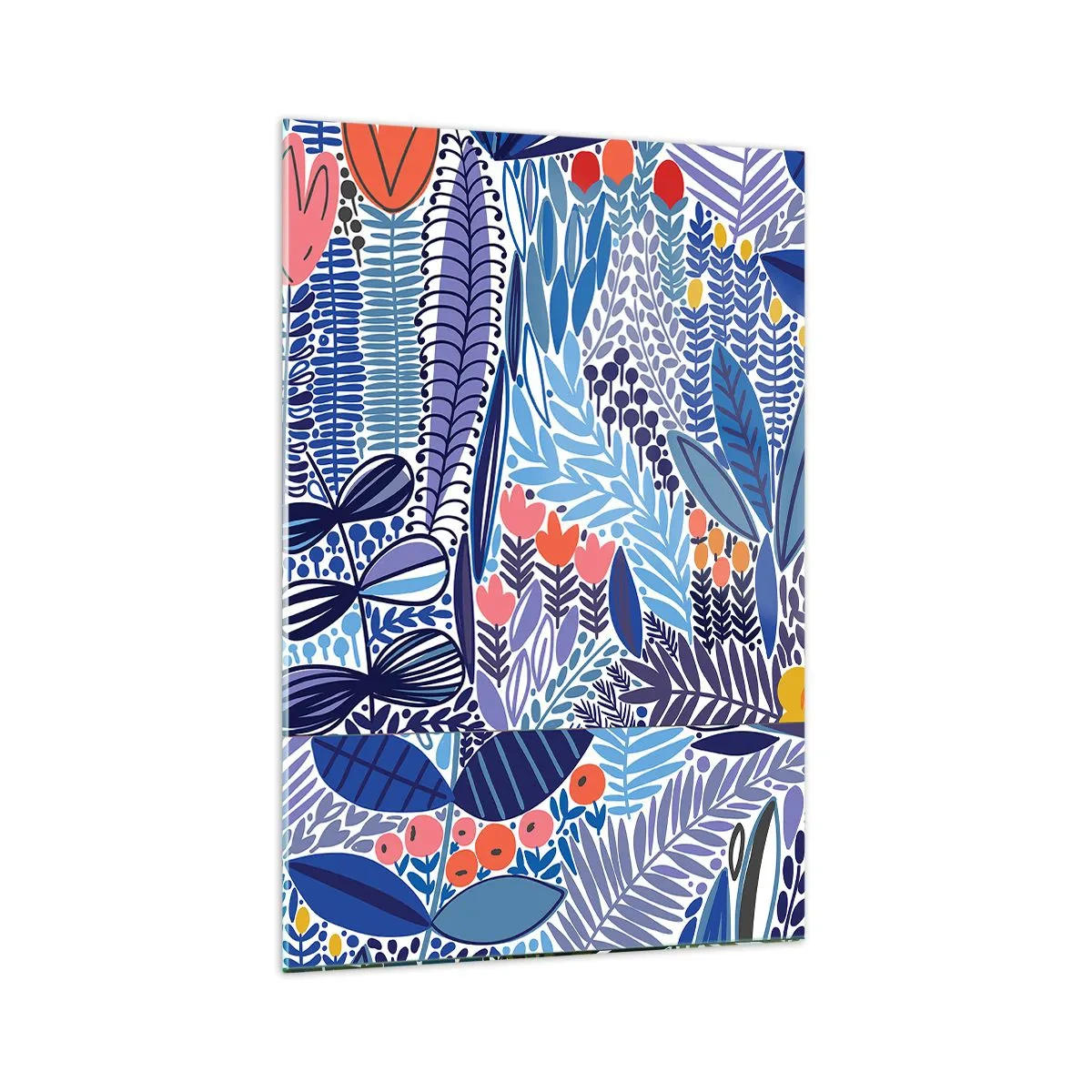 Impression sur verre - Image sur verre - Un motif végétal coloré dans un style graphique moderne - 70x100cm - Jardin hawaïen - Décoration murale moderne pour le salon et la chambre ARTTOR