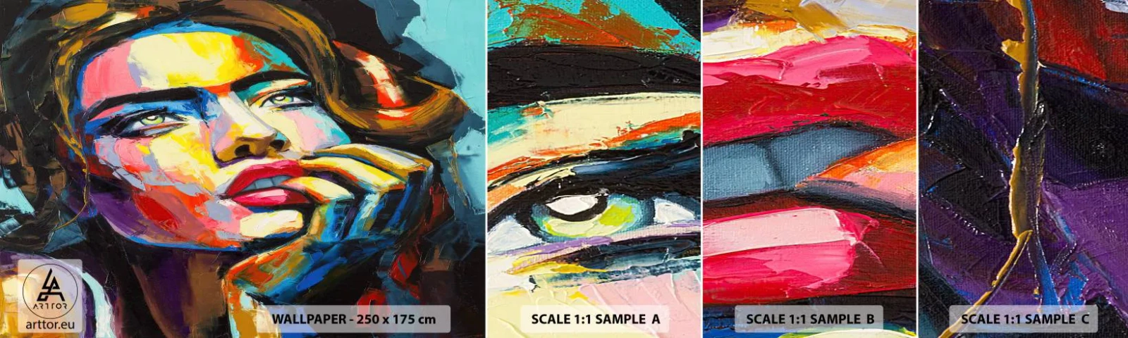 Échantillon De Papier Peint Standard Eco - Les rêves volent dans le ciel comme des oiseaux - Portrait d'une femme, Affronter, Morceau - 100x30 cm