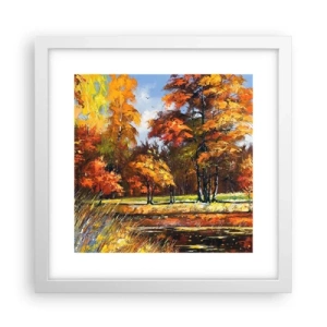 Affiche dans un cadre blanc - Poster - Paysage en or et bronze - 30x30 cm