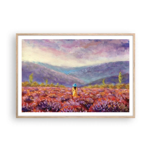 Affiche dans un chêne clair - Poster - Dans un monde lavande - 100x70 cm