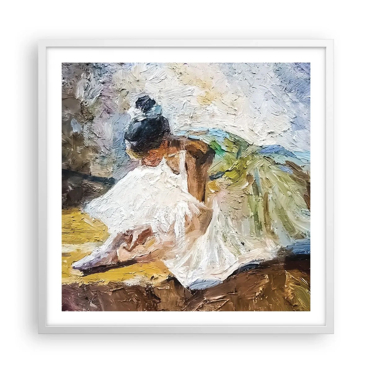 Affiche dans un cadre blanc - Poster - D'après un tableau de Degas - 60x60 cm