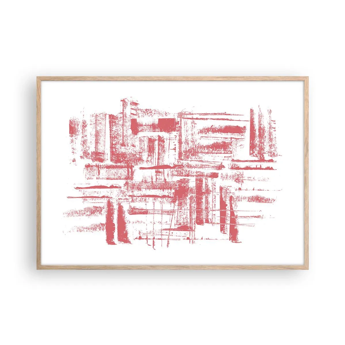 Affiche dans un chêne clair - Poster - La ville rouge - 100x70 cm