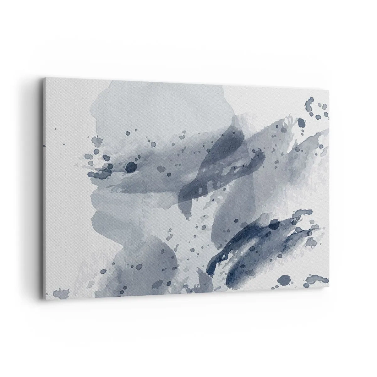 Impression sur toile - Image sur toile - Taches abstraites dans des tons bleus sur fond clair - 100x70cm - Étude de la nature de l'eau - Décoration murale moderne pour le salon et la chambre ARTTOR