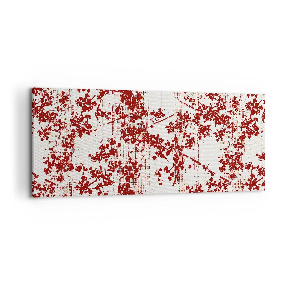 Impression sur toile - Image sur toile - Fleurs rouges sur fond blanc dans un style artistique - 120x50cm - Comme un calicot ancien - Décoration murale moderne pour le salon et la chambre ARTTOR