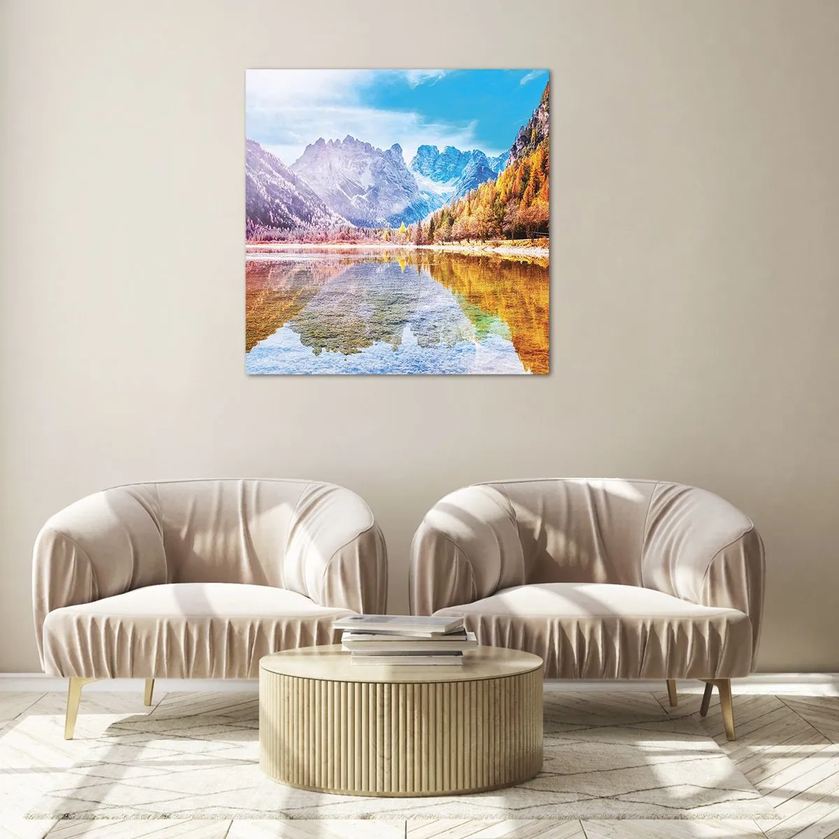 Impression sur verre - Image sur verre - C'est déjà le printemps à la montagne - 50x50 cm