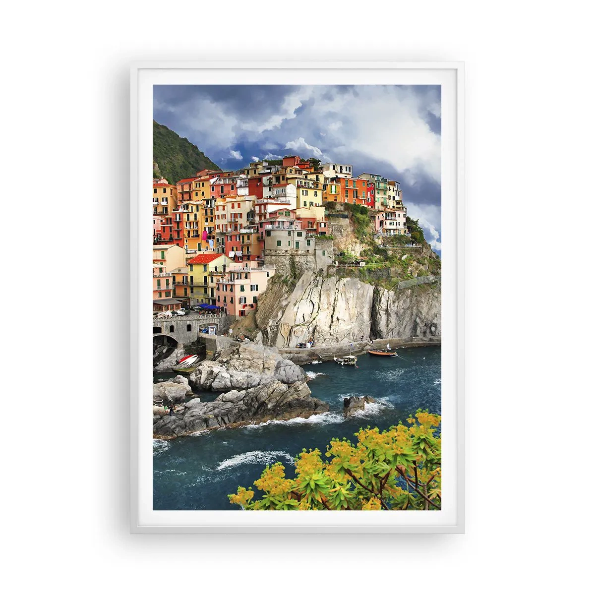 Affiche dans un cadre blanc - Poster - Un groupe embrassant les rochers - 70x100 cm