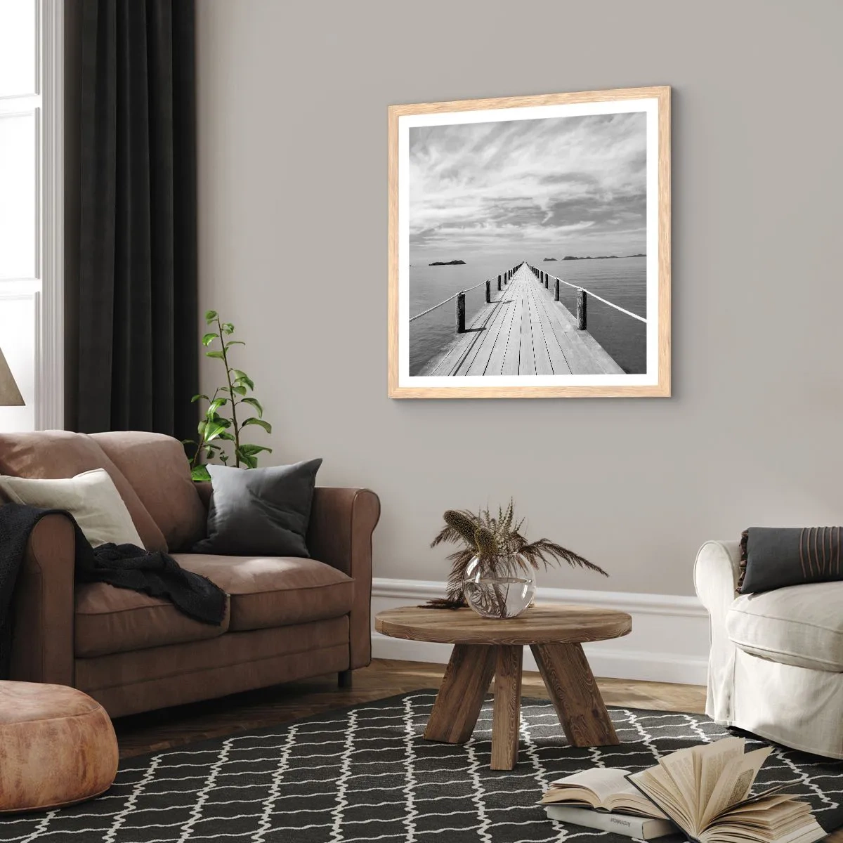 Affiche dans un chêne clair - Poster - Et peut-être un voyage... - 60x60 cm