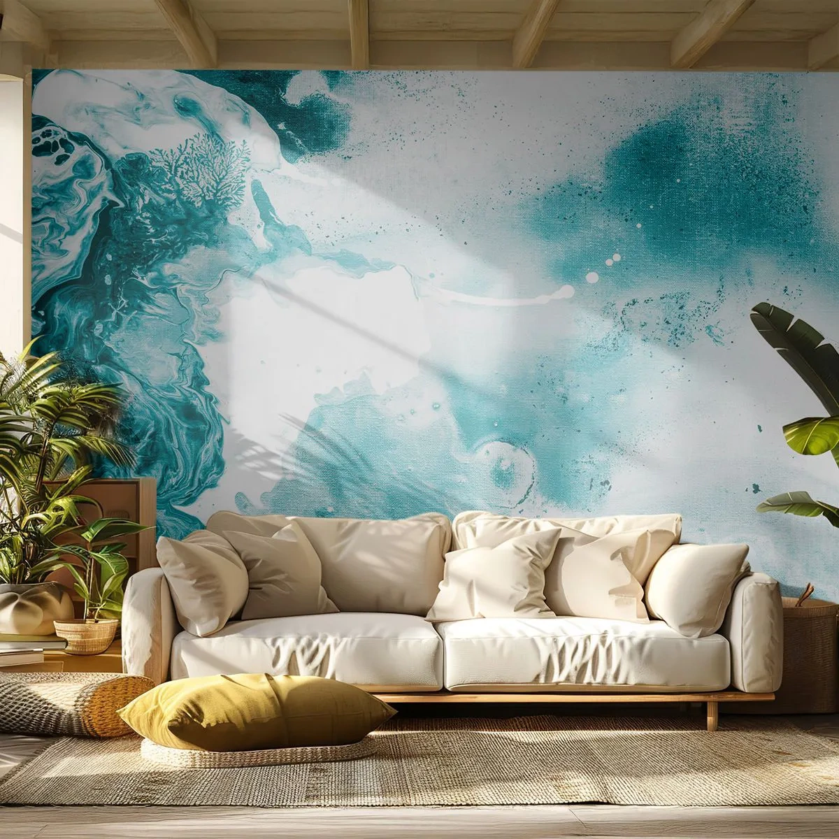 Papier Peint Photo Premium Sand - Marécage bleu - Abstraction, Morceau, Art moderne. - 250x175 cm