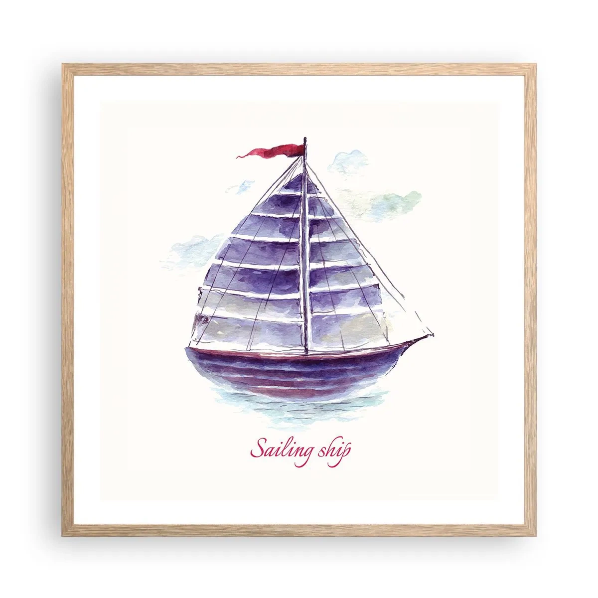 Affiche dans un chêne clair - Poster - Plein de voiles et d’eau calme - 60x60 cm