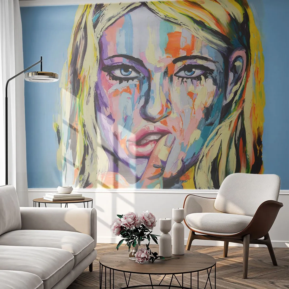 Papier Peint Photo Standard Eco - Regarde-la droit dans les yeux - Femme, Portrait d'une femme, Fille - 250x175 cm