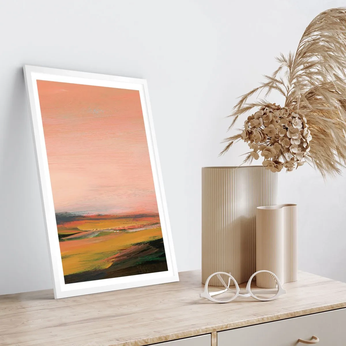 Affiche dans un cadre blanc - Poster - Dans les tons de roses - 70x100 cm