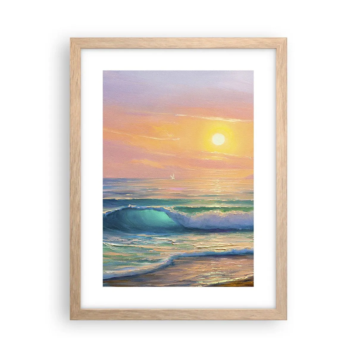 Affiche dans un chêne clair - Poster - Le chant turquoise des vagues - 30x40 cm
