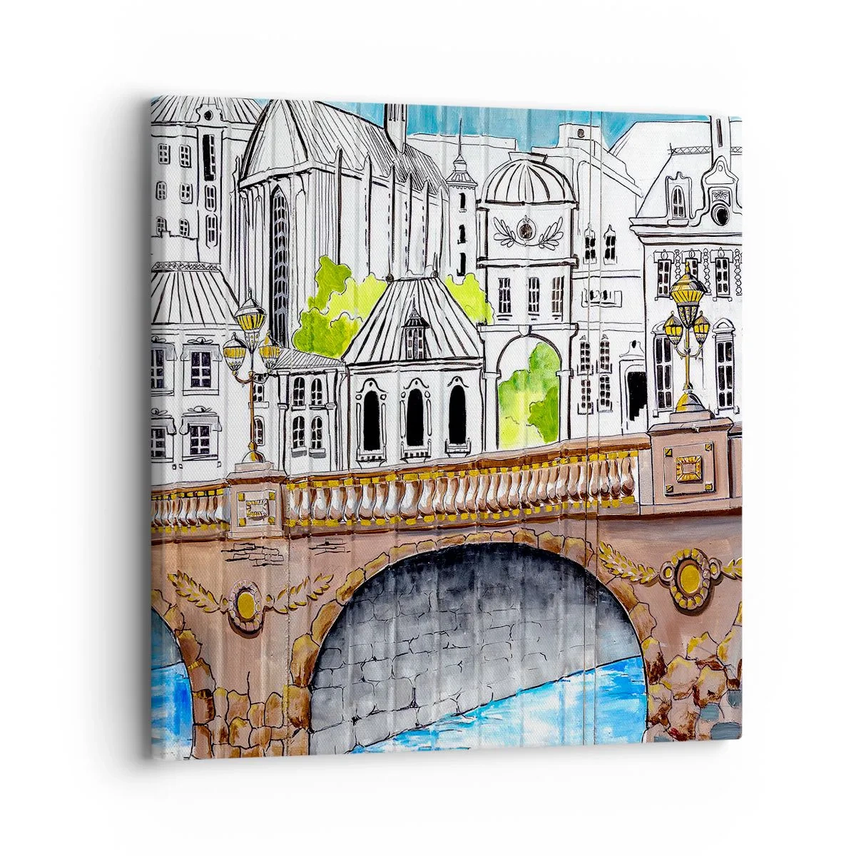 Impression sur toile - Image sur toile - Une ville comme peinte - 30x30 cm