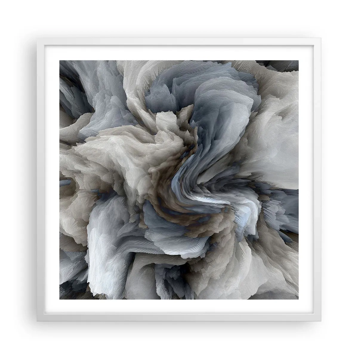 Affiche dans un cadre blanc - Poster - Pierre et fleur - 60x60 cm