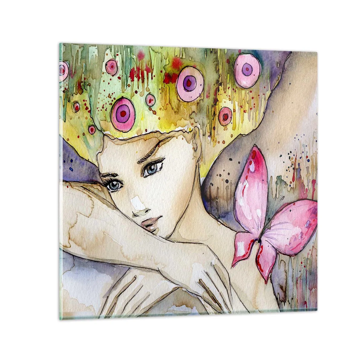 Impression sur verre - Image sur verre - La princesse papillon - 40x40 cm