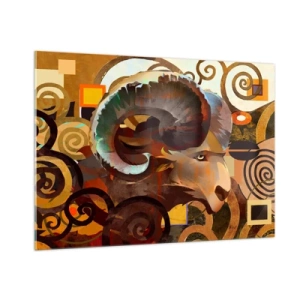 Impression sur verre - Image sur verre - Une image artistique d'un bélier dans une composition géométrique et en spirale. - 100x70cm - Magie - religions - rituels - Décoration murale moderne pour le salon et la chambre ARTTOR