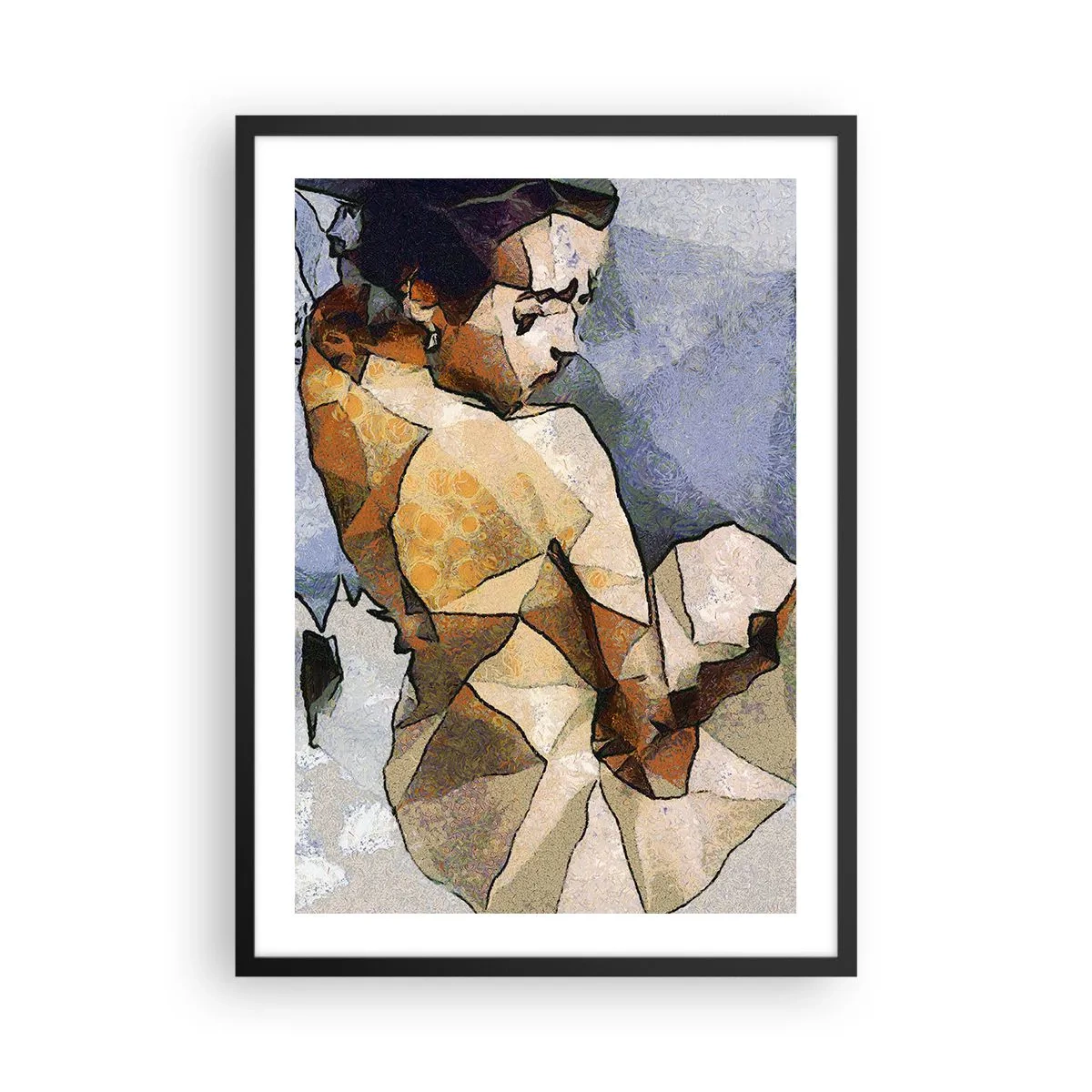 Affiche dans un cadre noir - Poster - Silhouette féminine dans un style mosaïque avec des formes géométriques - 50x70cm - Dans l'esprit du cubisme - Décoration murale moderne pour le salon et la chambre ARTTOR