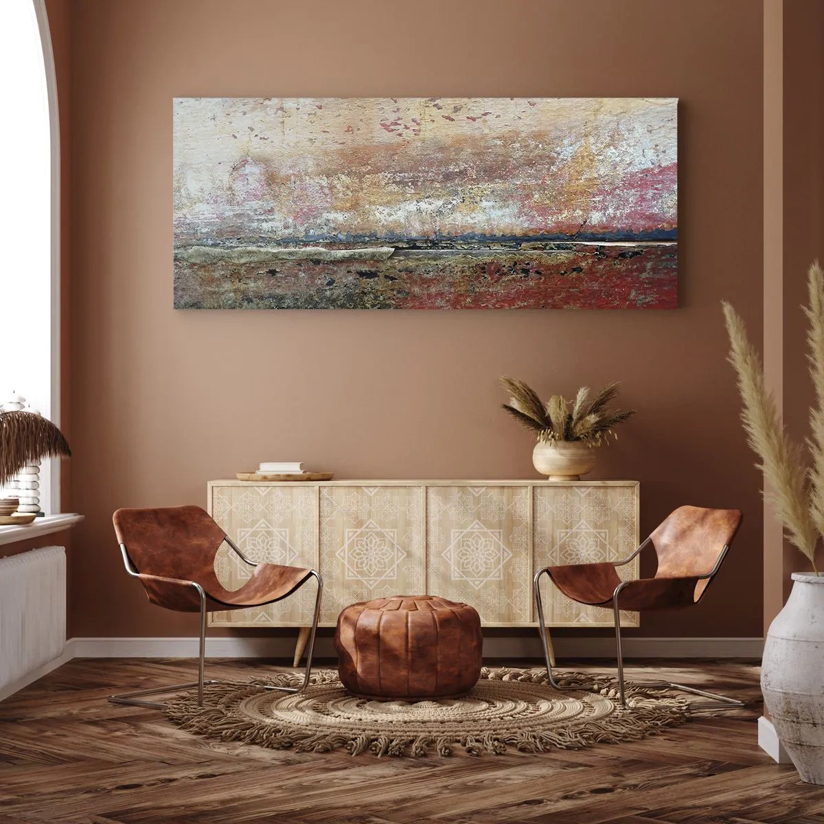 Impression sur toile - Image sur toile - Une composition abstraite inspirée de la mer et de la nature. - 140x50cm - C'est peut-être la mer - Décoration murale moderne pour le salon et la chambre ARTTOR